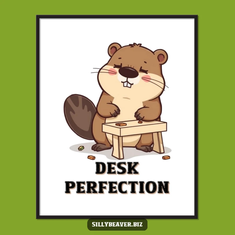 Funny Beaver Desk Digital Art: Determined Builder Humor for Instant Decor, Gift