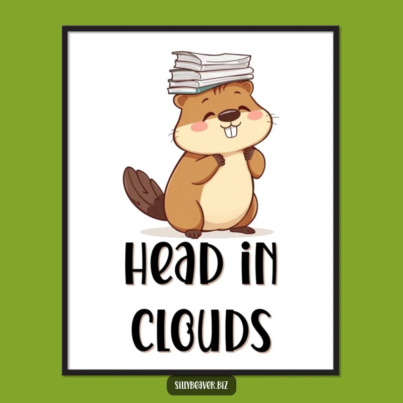 Funny Beaver Paper Digital Art: Surreal Balance for Instant Decor, Gift