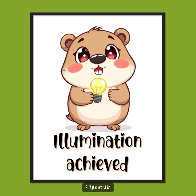 Funny Beaver Idea Digital Art: Lightbulb Moment for Instant Decor, Gift