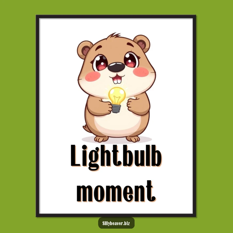 Funny Beaver Idea Art Print: Lightbulb Moment Humor for Your Walls, Great Gift