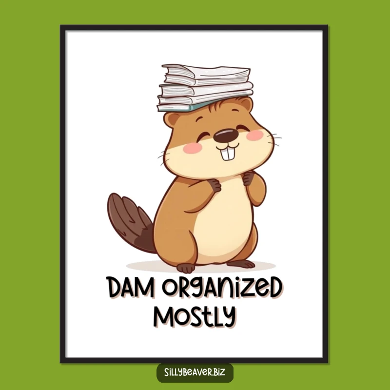 Free Printable Wall Art: Funny Beaver Balancing Papers DIY Decor