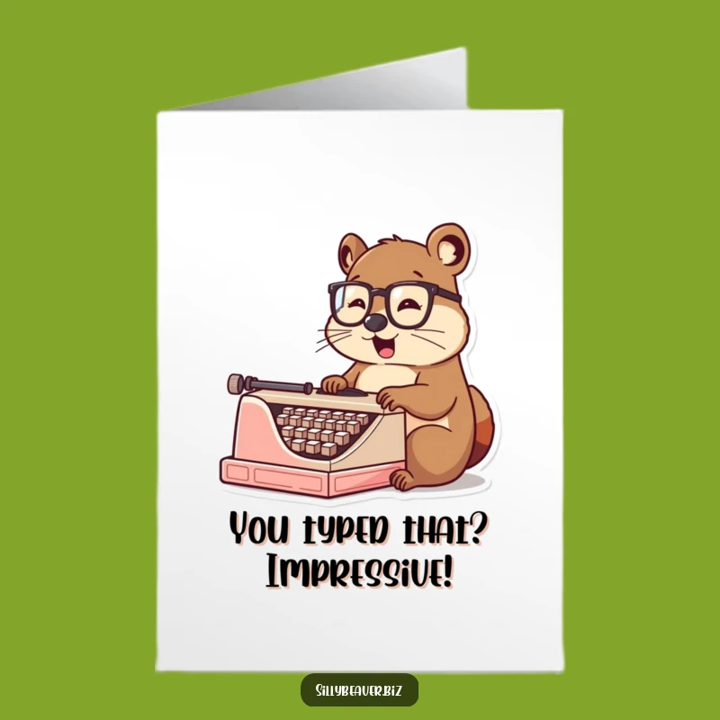 Free Printable Congrats Card: Smart Beaver Typist, Funny Downloadable Greeting for Achievements